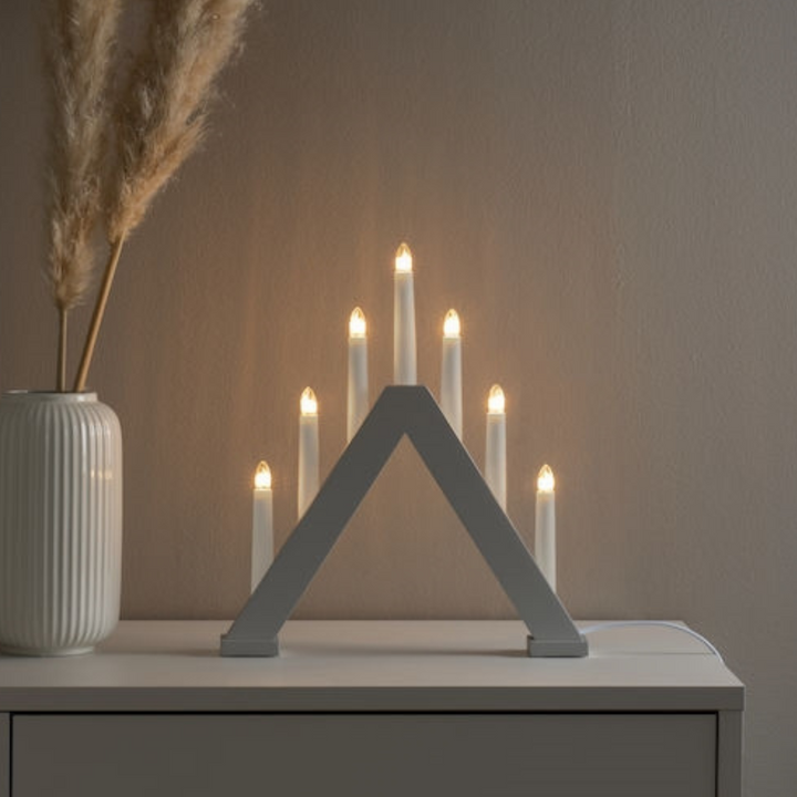 (Utgått) (Utgått) Adventsstake 7 armet - Matt grå-Julebelysning adventsstake-Konstsmide-3930-305-Lightup.no