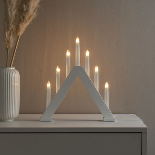 (Utgått) (Utgått) Adventsstake 7 armet matt hvit-Julebelysning adventsstake-Konstsmide-3930-205-Lightup.no