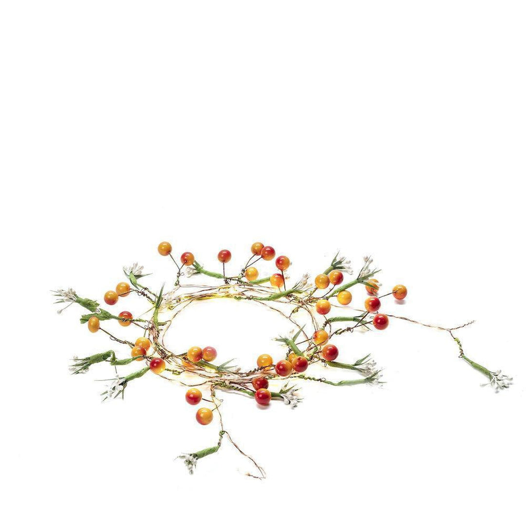 (Utgått) (Utgått) Slynge med bær og blomster 20 varmhvit LED - Batteridrevet-Julebelysning dekor og pynt-Konstsmide-3214-503-Lightup.no