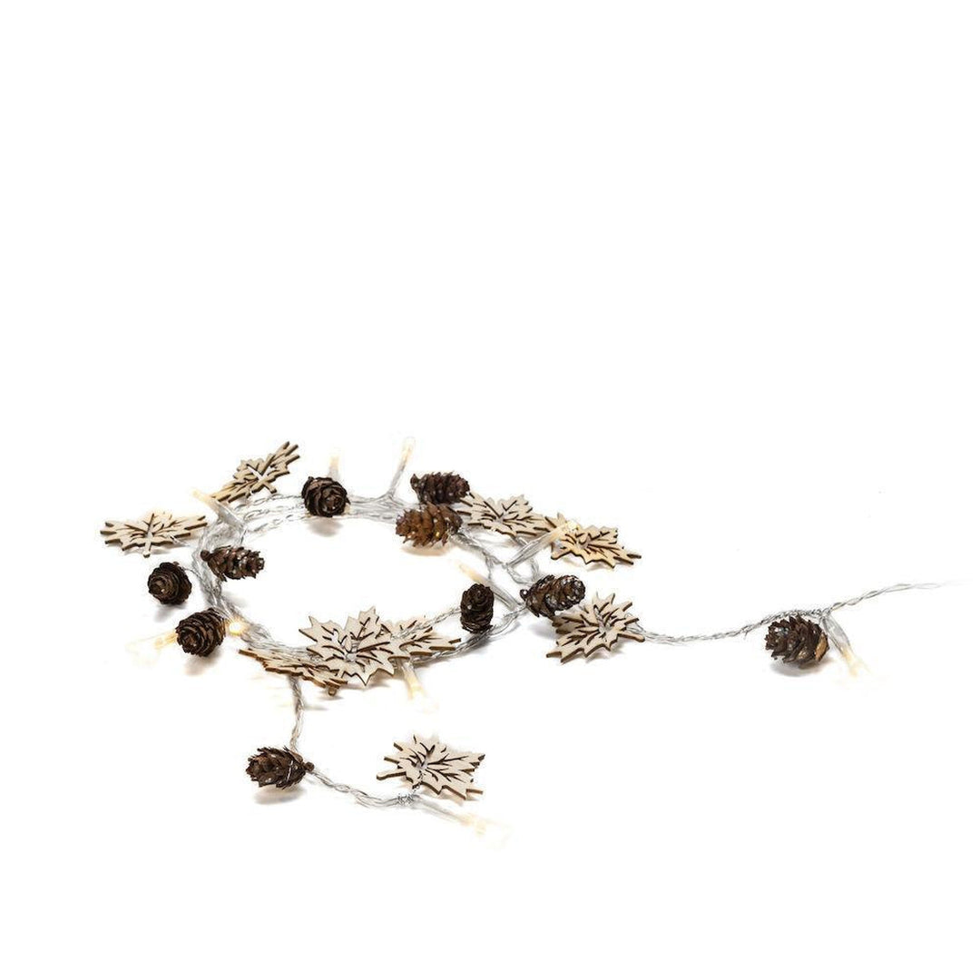 (Utgått) (Utgått) Slynge med blad og kongler 10 varmhvit LED - Batteridrevet-Julebelysning dekor og pynt-Konstsmide-3218-103-Lightup.no