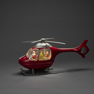 Vannfylt Helikopter med nisse-Julebelysning dekor og pynt-Konstsmide-4276-550-Lightup.no