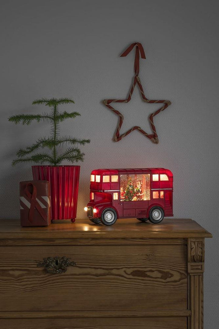 Vannfylt London buss-Julebelysning dekor og pynt-Konstsmide-Rød-4260-550-Lightup.no