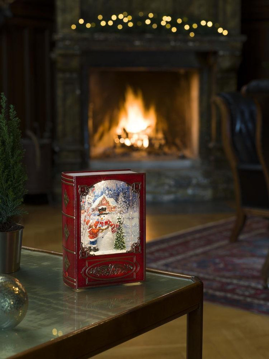 Vannfylt bok med snømann-Julebelysning dekor og pynt-Konstsmide-Rød-4273-550-Lightup.no