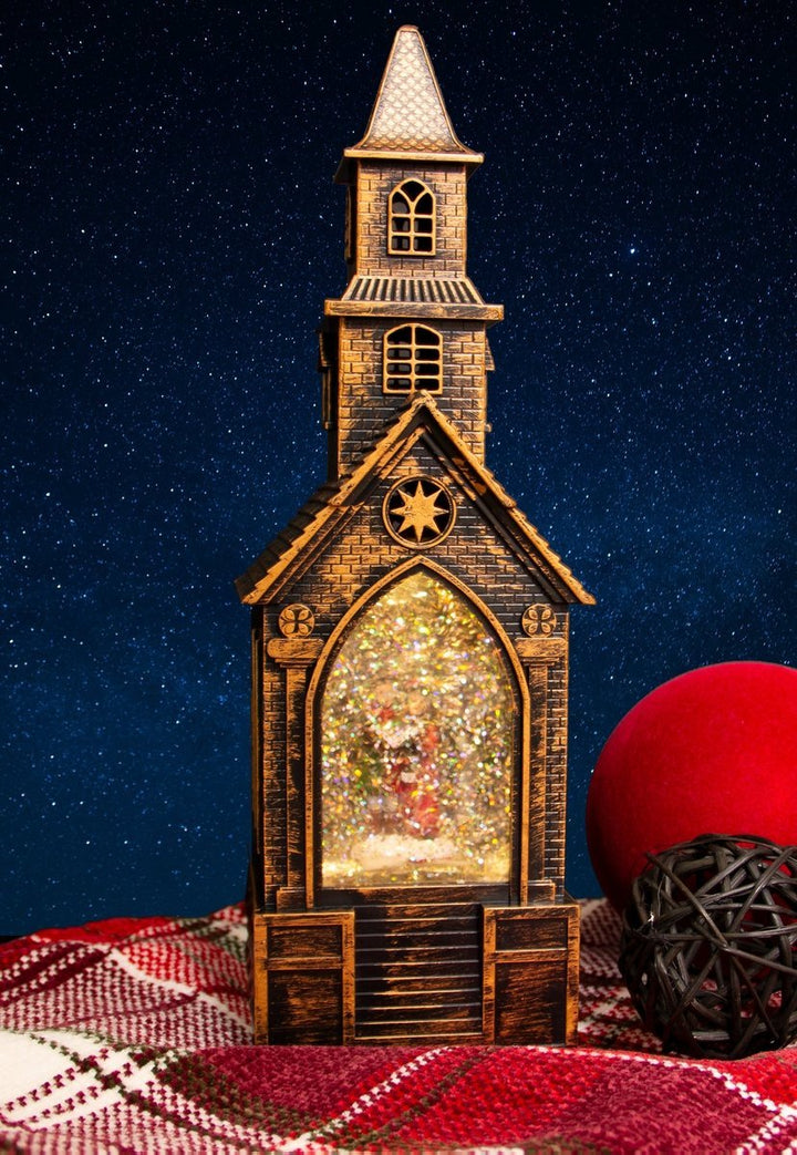 Vannfylt kirke med julemotiv 28,5 cm-Julebelysning dekor og pynt-Scanlight-169439-Lightup.no