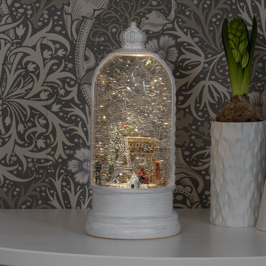 Vannfylt lykt Paris roterende Hvit-Julebelysning dekor og pynt-Konstsmide-Hvit-4263-200-Lightup.no