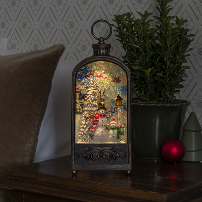 Vannfylt lykt med snømenn - Antikkbruk-Julebelysning dekor og pynt-Konstsmide-4282-000-Lightup.no
