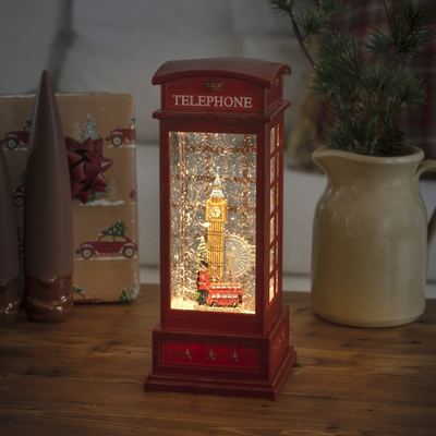 Vannfylt telefonkiosk med London motiv-Julebelysning dekor og pynt-Konstsmide-4269-550-Lightup.no