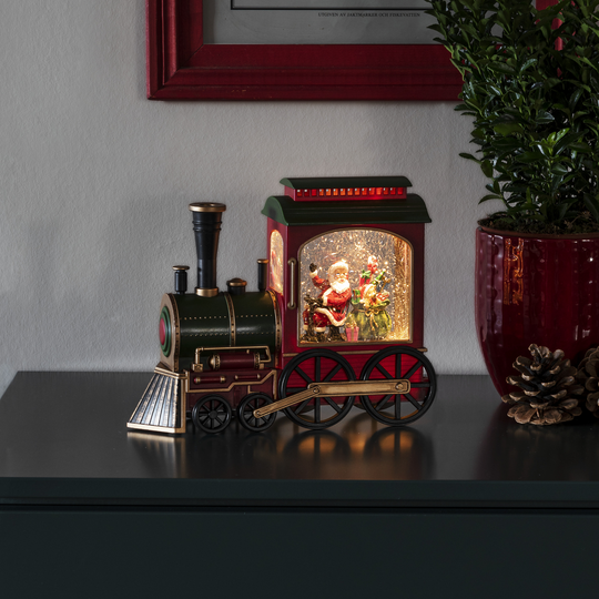 Vannfylt tog med julenisse-Julebelysning dekor og pynt-Konstsmide-Flerfarget-4277-000-Lightup.no