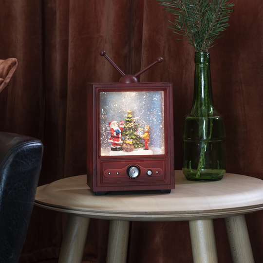 Vannfylt tv med nisse-Julebelysning dekor og pynt-Konstsmide-Rød-4372-000-Lightup.no