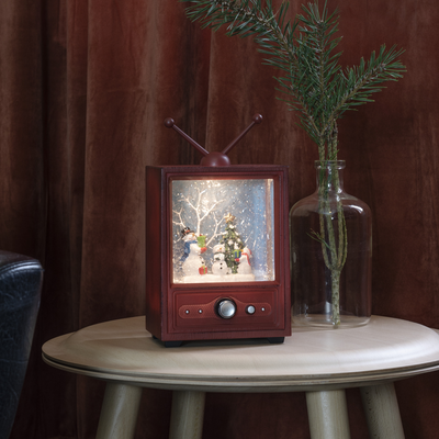 Vannfylt tv med nisse snømenn-Julebelysning dekor og pynt-Konstsmide-4373-000-Lightup.no