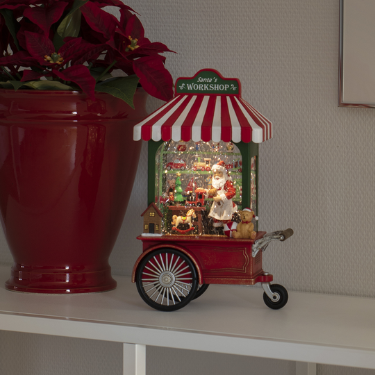 Vannfylt vogn med nisseverksted-Julebelysning dekor og pynt-Konstsmide-Rød-4271-000-Lightup.no