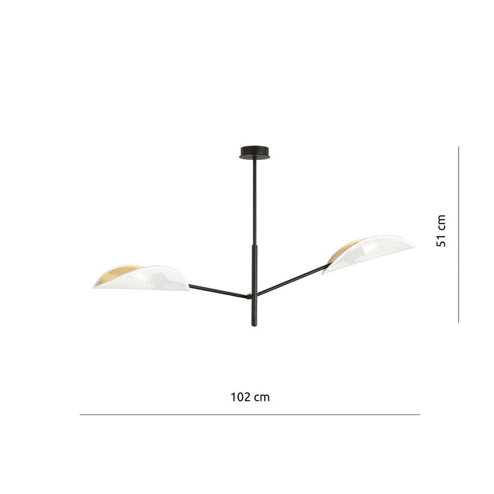 Vene taklampe 2-lys - Hvit/Gullfarget-Taklamper-Emibig-1159/2-Lightup.no