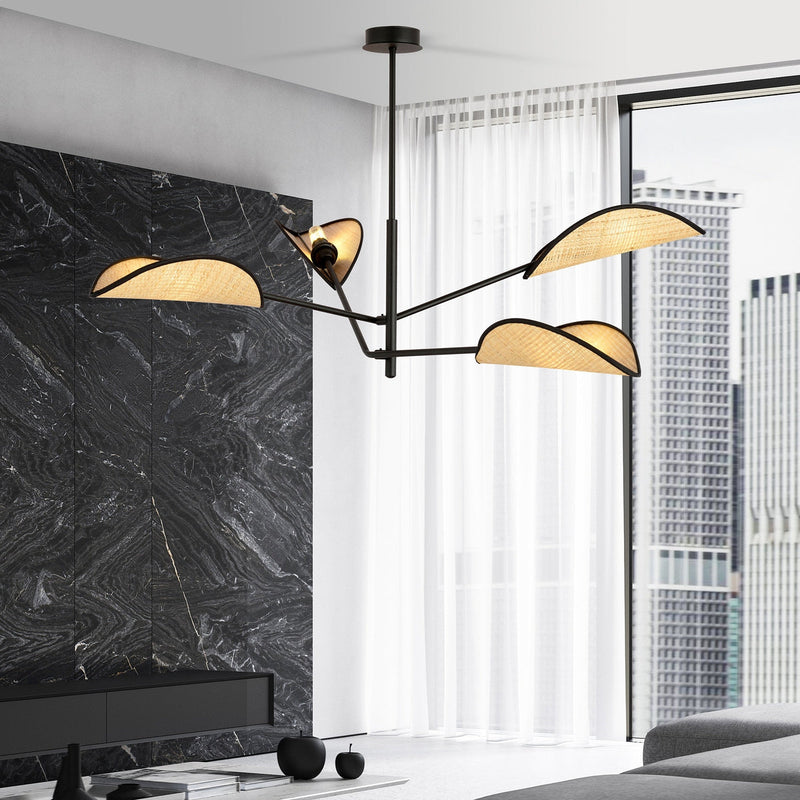 Vene taklampe 4-lys - Svart/Natur-Taklamper-Emibig-1160/4-Lightup.no