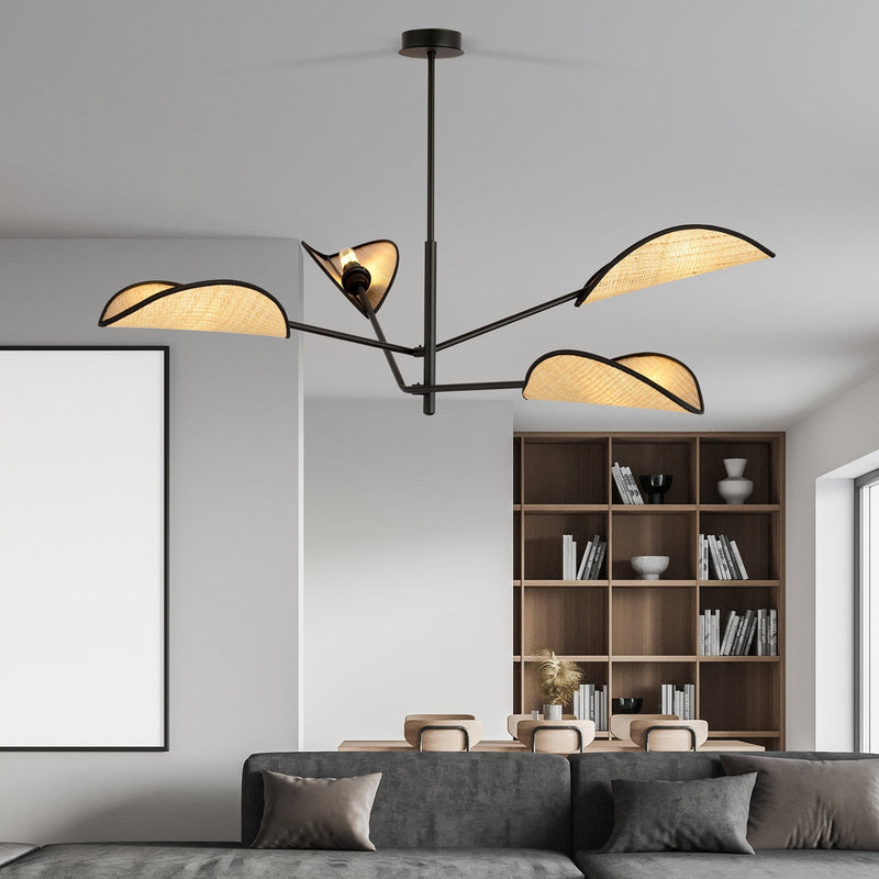 Vene taklampe 4-lys - Svart/Natur-Taklamper-Emibig-1160/4-Lightup.no