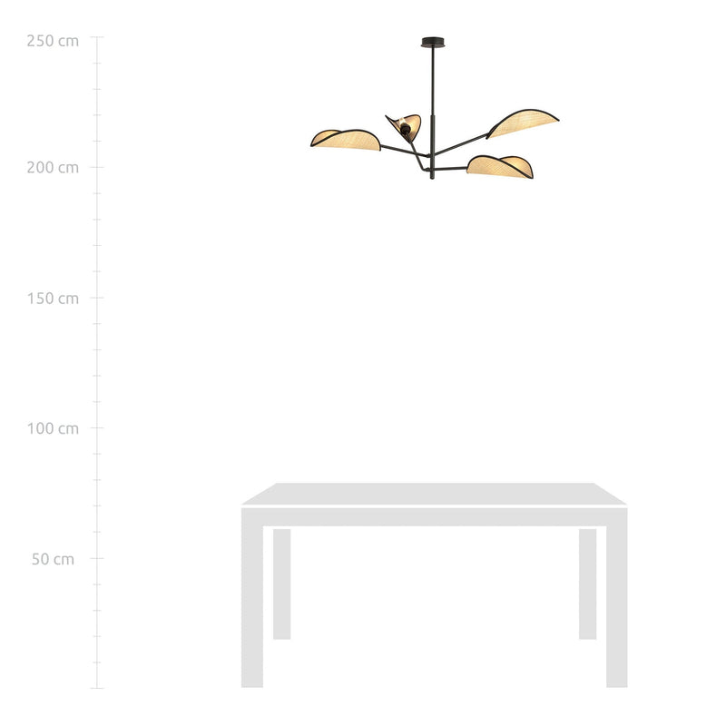 Vene taklampe 4-lys - Svart/Natur-Taklamper-Emibig-1160/4-Lightup.no