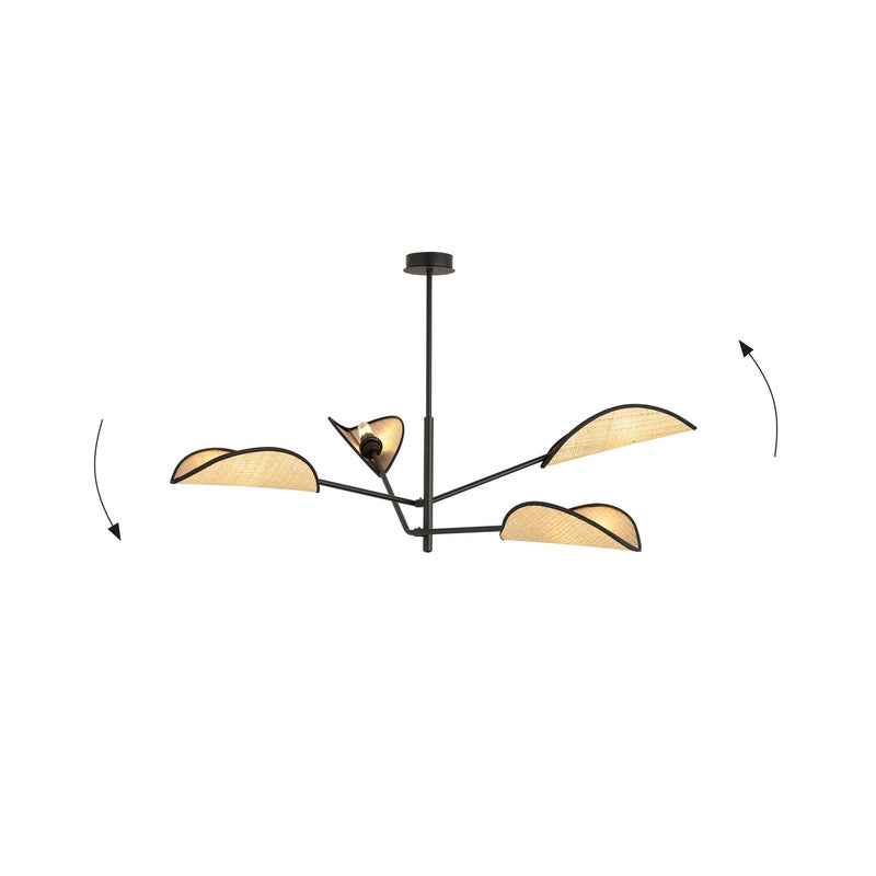 Vene taklampe 4-lys - Svart/Natur-Taklamper-Emibig-1160/4-Lightup.no