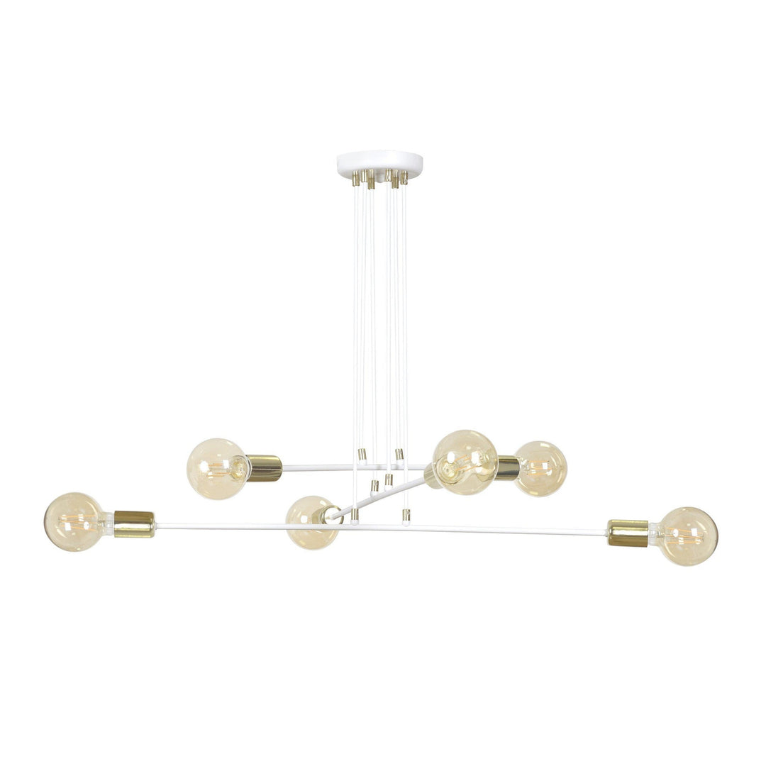 Vesio takpendel 6 lys - Hvit/Gullfarget-Takpendler-Emibig-Hvit / Gull-786/6-Lightup.no