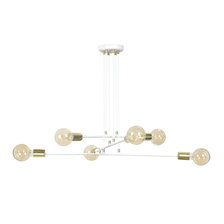 Vesio takpendel 6 lys - Hvit/Gullfarget-Takpendler-Emibig-Hvit / Gull-786/6-Lightup.no