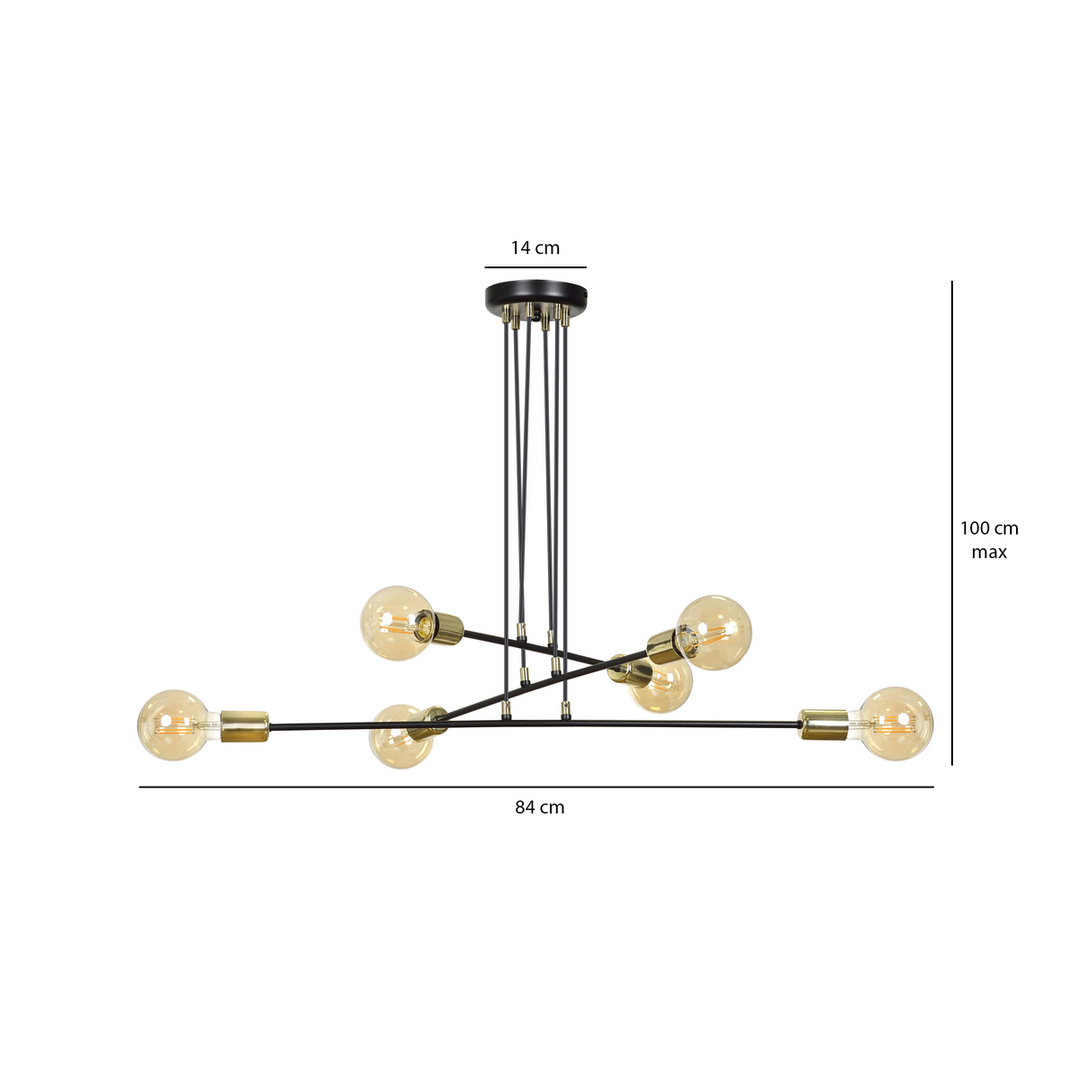 Vesio takpendel 6 lys - Hvit/Gullfarget-Takpendler-Emibig-Hvit / Gull-786/6-Lightup.no