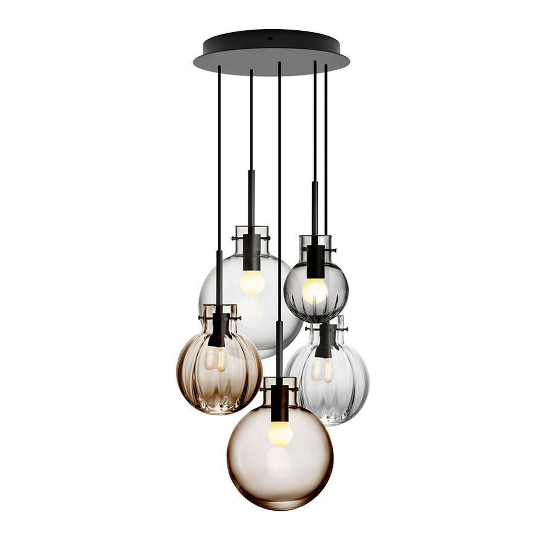 Vidde Krystallkuler 5 stk - Sort Baldakin-Takpendler-Hadeland Glassverk-Krystall-Hak__1218840-vidde-Sort-Baldakin-Lightup.no