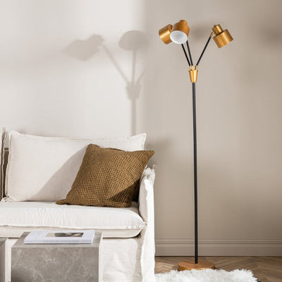 Vifta gulvlampe 3 lys 178 cm - Svart/Messingfarget-Gulvlamper-Venture Home-15653-338-Lightup.no