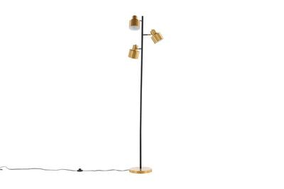 Vifta klassisk 3 lys gulvlampe 167 cm - Svart/Messingfarget-Gulvlamper-Venture Home-15655-338-Lightup.no
