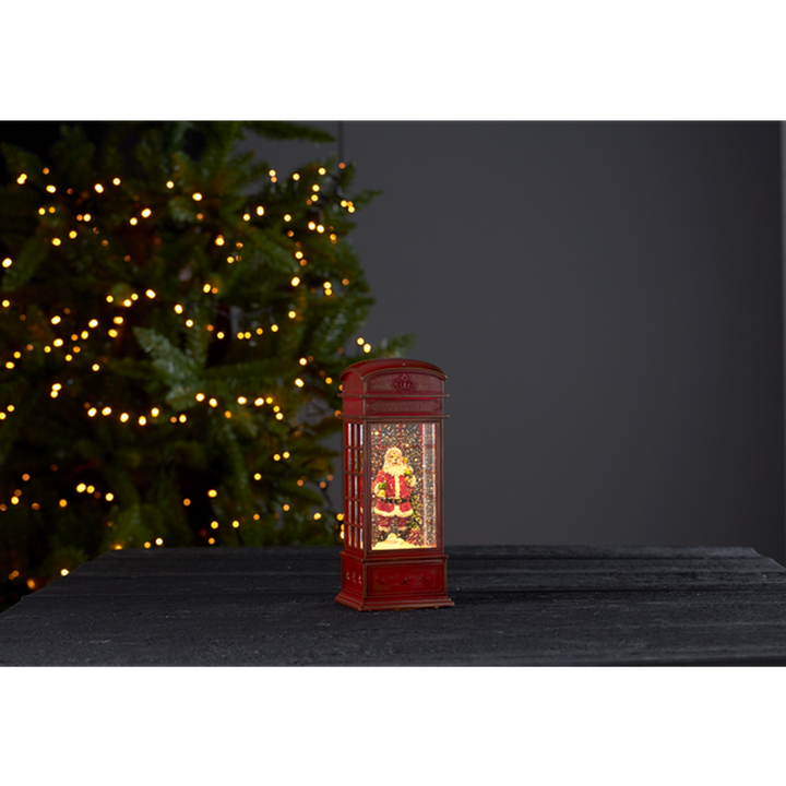 Vinter vannfylt lykt - Telefonkiosk med nisse-Julebelysning dekor og pynt-Star Trading-991-81-Lightup.no