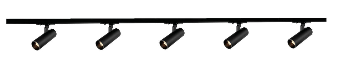Vox Ezra spotskinne 5 spotter 2 meter 5x10W 3000K dimbar RA90 - Svart-Spotskinner 230V-NorDesign-Svart-389560205+389561305+389561205+164301005-Lightup.no