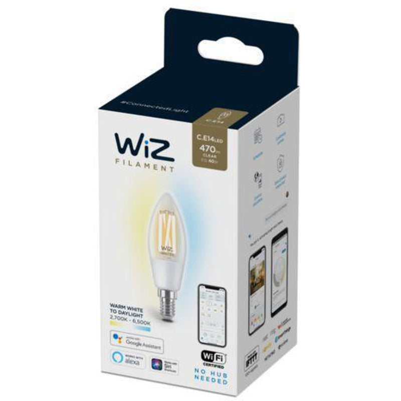 WiZ E14 Filament Lyspære 4,9W Wifi - Justerbar fargetemperatur 2700-6500 Kelvin - B-vare-LED-pære E14 sokkel-WiZ-929002418901-bvare-Lightup.no