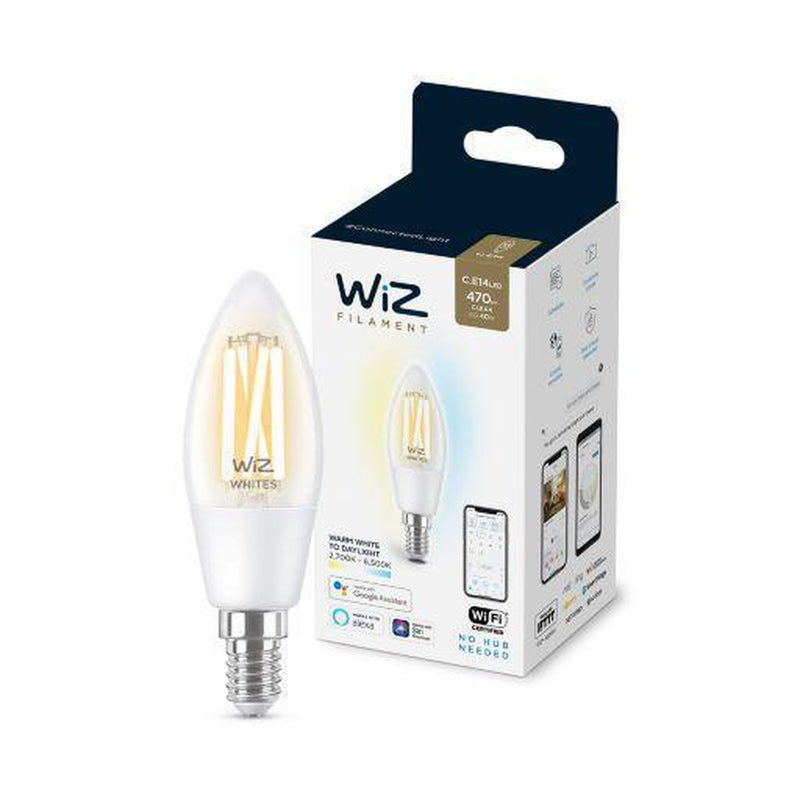 WiZ E14 Filament Lyspære 4,9W Wifi - Justerbar fargetemperatur 2700-6500 Kelvin-LED-pære E14 sokkel-WiZ-929002418901-Lightup.no