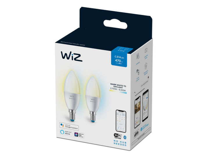 WiZ E14 Mignon Lyspære 4,9W 2700-6500K Wifi - 2 pakning-LED-pære E14 sokkel-WiZ-929002448732-Lightup.no