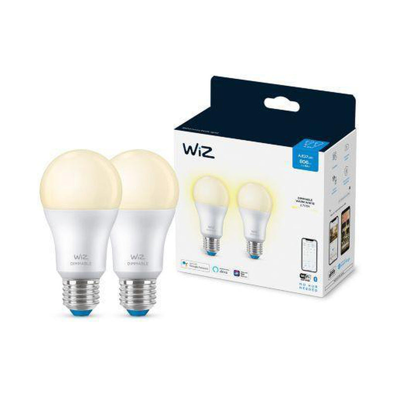 WiZ E27 Lyspære A60 8W Wifi - 2700 Kelvin 2 pakning-Smartpærer E27-WiZ-929002450232-Lightup.no