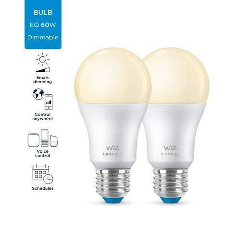 WiZ E27 Lyspære A60 8W Wifi - 2700 Kelvin 2 pakning-Smartpærer E27-WiZ-929002450232-Lightup.no
