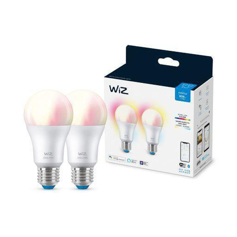 WiZ E27 Lyspære A60 8W Wifi - Fullfarge - 2 pakning-Smartpærer E27-WiZ-929002383632-Lightup.no