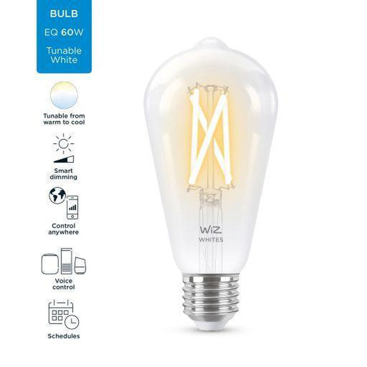 WiZ E27 Lyspære filament A64 6,7W Wifi - Justerbar fargetemperatur 2700-6500 Kelvin-Smartpærer E27-WiZ-929003018601-Lightup.no