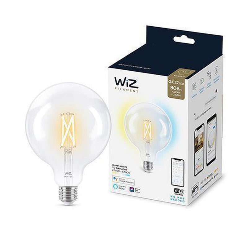 WiZ E27 Lyspære filament G125 6,7W Wifi - Justerbar fargetemperatur 2700-6500 Kelvin-Smartpærer E27-WiZ-929003017801-Lightup.no