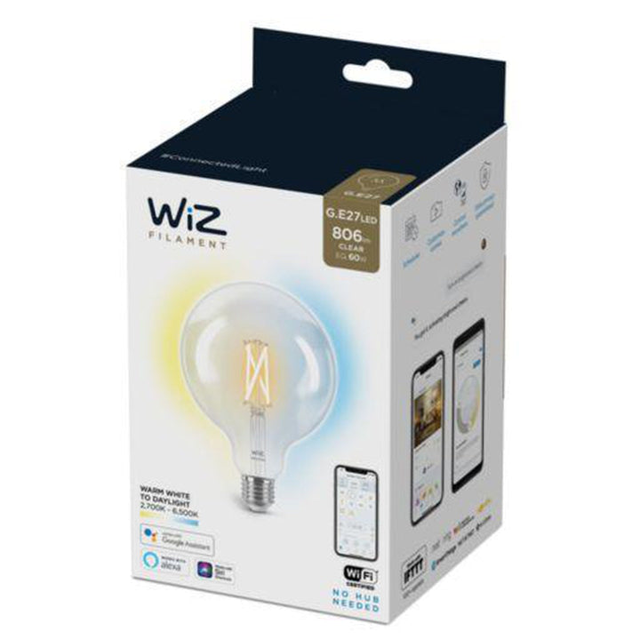 WiZ E27 Lyspære filament G125 6,7W Wifi - Justerbar fargetemperatur 2700-6500 Kelvin-Smartpærer E27-WiZ-929003017801-Lightup.no