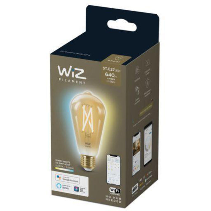 WiZ E27 Lyspære filament St64 6,7W Wifi - Justerbar fargetemperatur 2000-5000 Kelvin-Smartpærer E27-WiZ-929003018701-Lightup.no