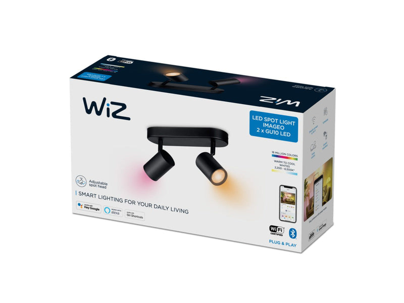 WiZ Smart Imageo dobbel spot 2x5W 2700-6500K RGB Fullfarge Wîfi - Svart-Taklamper-WiZ-929002659101-Lightup.no