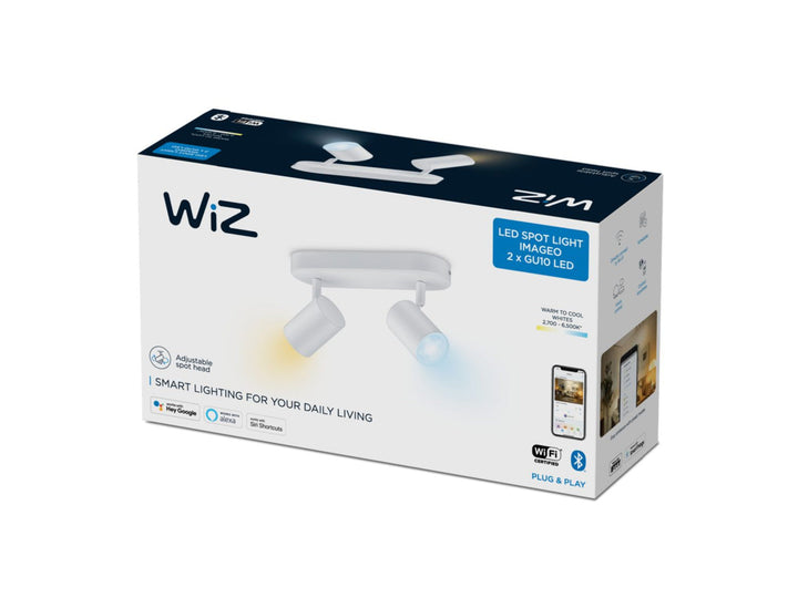 WiZ Smart Imageo dobbel spot 2x5W 2700-6500K Wîfi - Hvit-Taklamper-WiZ-929002658201-Lightup.no