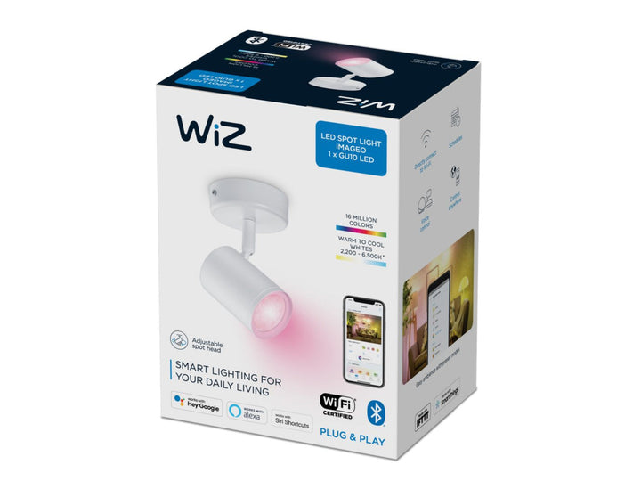 WiZ Smart Imageo enkelt spot 5W 2700-6500K RGB Fullfarge Wîfi - Hvit-Taklamper-WiZ-929002658701-Lightup.no