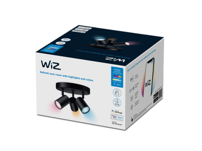 WiZ Smart Imageo rund 3 lys spot 3x5W 2700-6500K RGB Fullfarge Wîfi - Svart-Taklamper-WiZ-929003211001-Lightup.no
