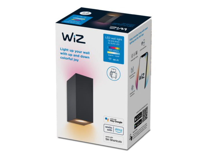 WiZ Smart vegglampe opp/ned 2x5W 2700-6500K RGB Farge Wîfi - Svart-Vegglamper-WiZ-929003210201-Lightup.no