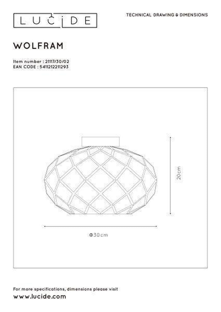 Wolfram taklampe 30 cm - Matt gull-Taklamper-Lucide-LC21117/30/02-Lightup.no