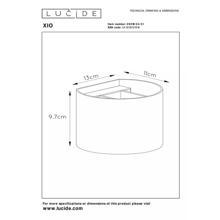 Xio rund vegglampe opp/ned - Hvit-Vegglamper-Lucide-LC09218/04/31-Lightup.no