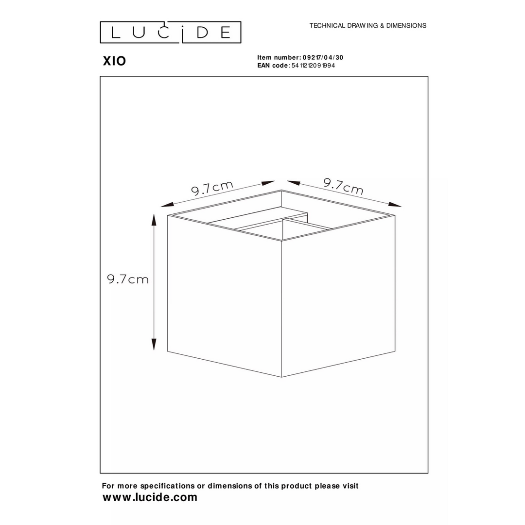 Xio square vegglampe opp/ned-Vegglamper-Lucide-Svart-LC09217/04/30-Lightup.no