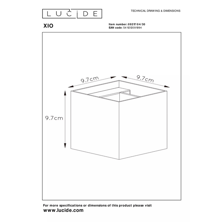 Xio square vegglampe opp/ned-Vegglamper-Lucide-Svart-LC09217/04/30-Lightup.no