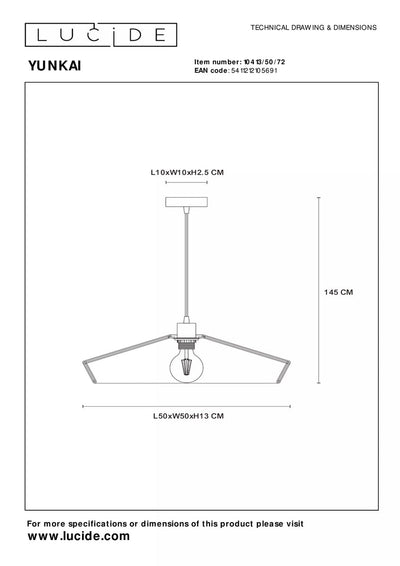 Yunkai takpendel 50 cm - Natur-Takpendler-Lucide-LC10413/50/72-Lightup.no