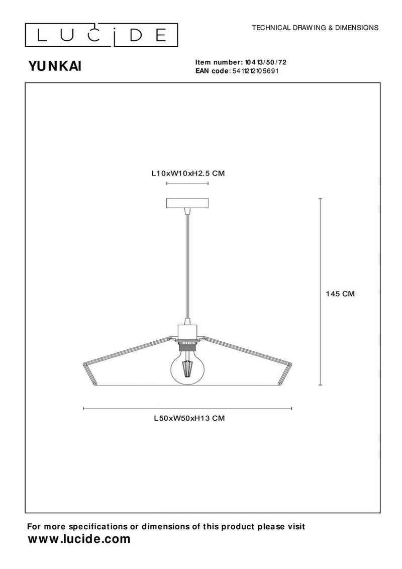 Yunkai takpendel 50 cm - Natur-Takpendler-Lucide-LC10413/50/72-Lightup.no